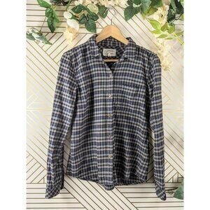 Current Elliott Women's Blue Flannel Button Up Long Sleeve Size 2
